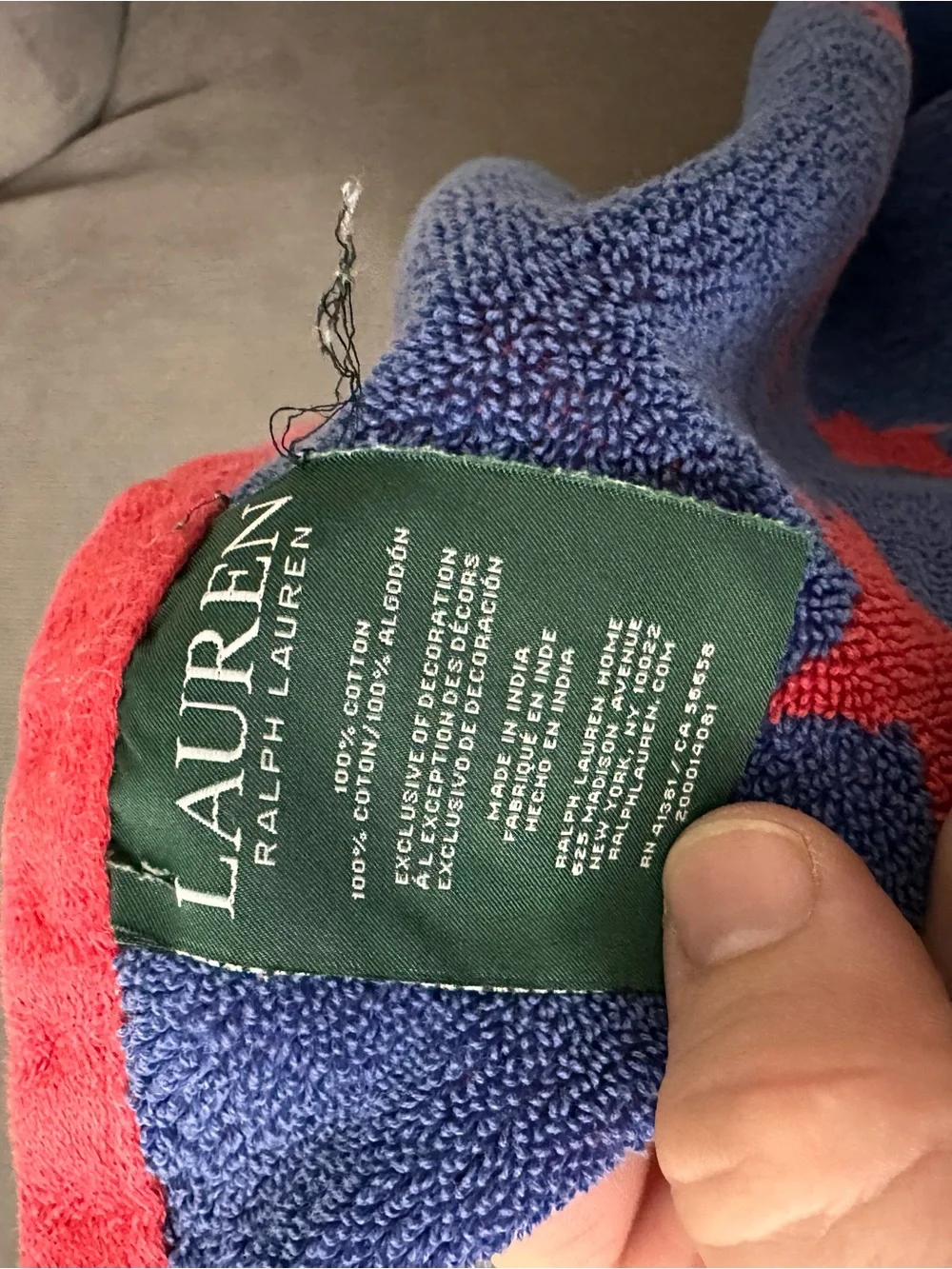 Lauren Ralph Lauren Red & Blue USA American Flag Beach Bath Towel